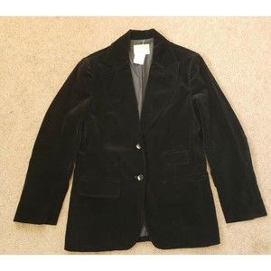 Vintage 70s 80s Sears Velvet Botton Front Black Blazer Women's Size 12